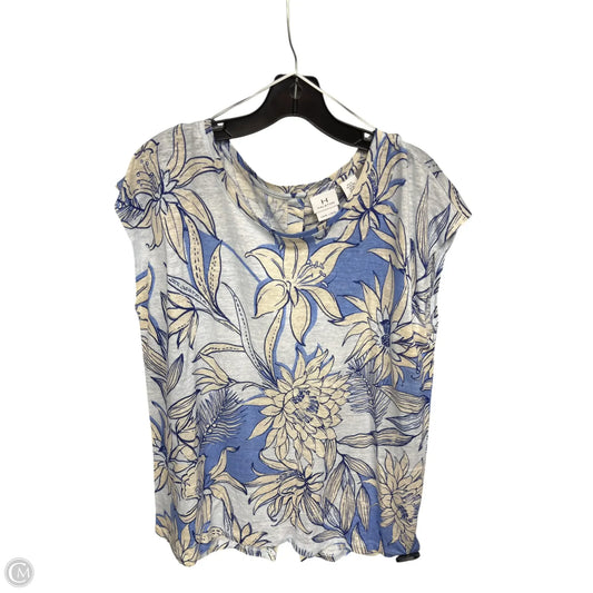 Top Short Sleeve Designer By Halston In Blue & White, Size: Xl