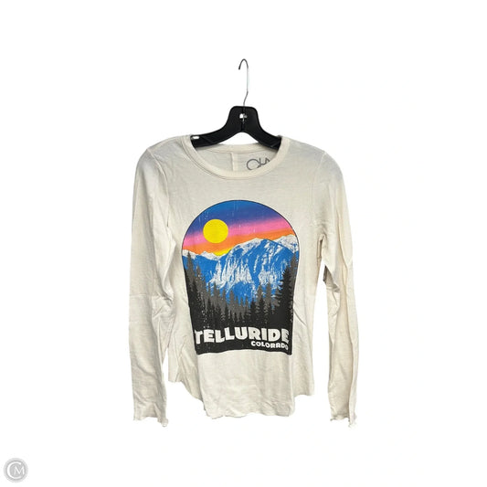 Top Long Sleeve By Chaser In Cream & Pink, Size: Xs