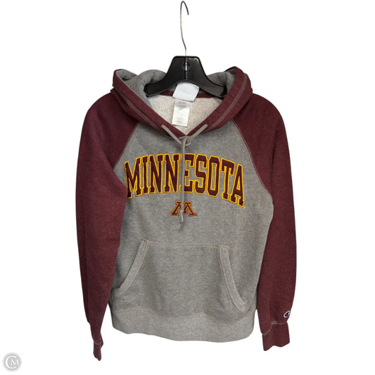 Athletic Sweatshirt Collar By Champion In Grey & Yellow, Size: S