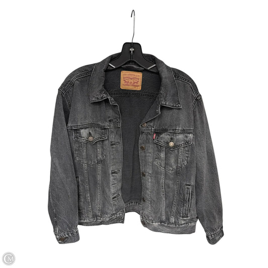 Jacket Denim By Levis In Black Denim, Size: L