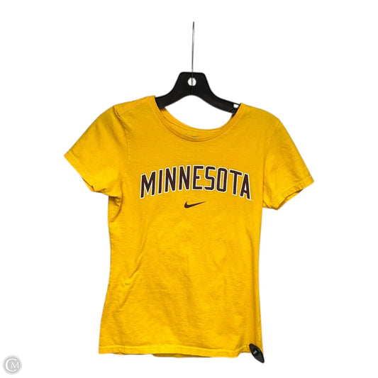 Athletic Top Short Sleeve By Nike Apparel In Gold, Size: S