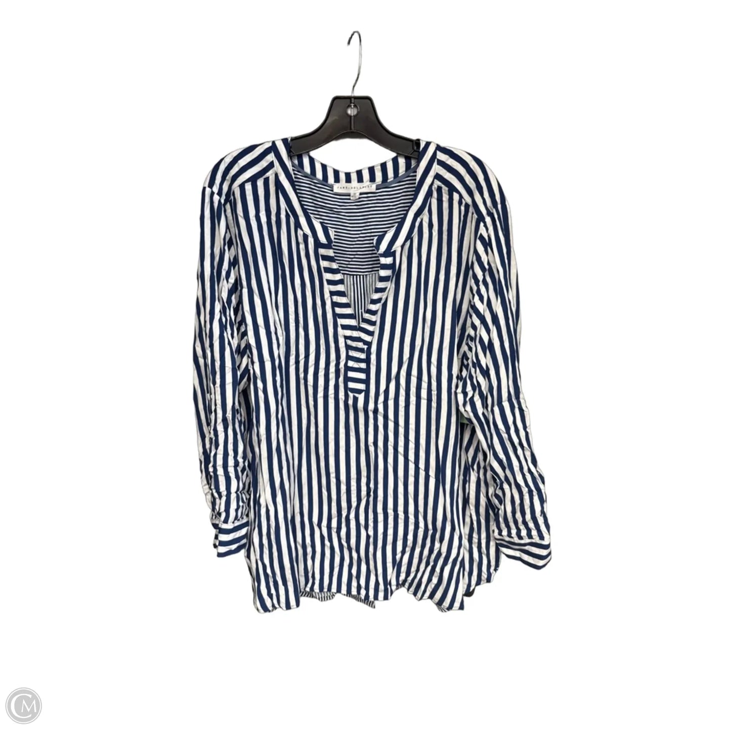 Top Long Sleeve By Jane And Delancey In Blue & White, Size: 2x