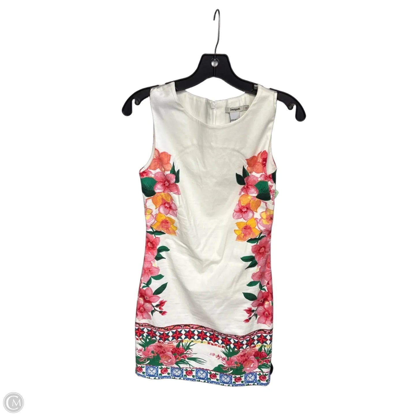 Dress Casual Midi By Desigual In Pink & White, Size: S