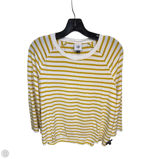Top Long Sleeve By Cabi In White & Yellow, Size: Xs