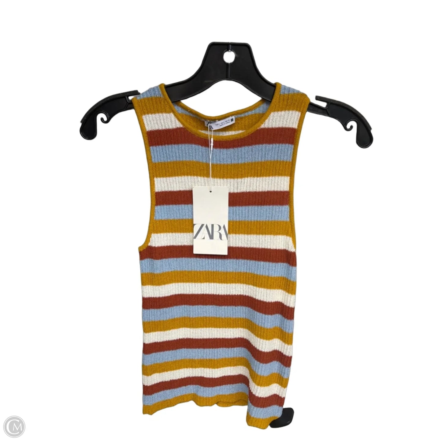 Top Sleeveless By Zara In Blue & Orange, Size: S