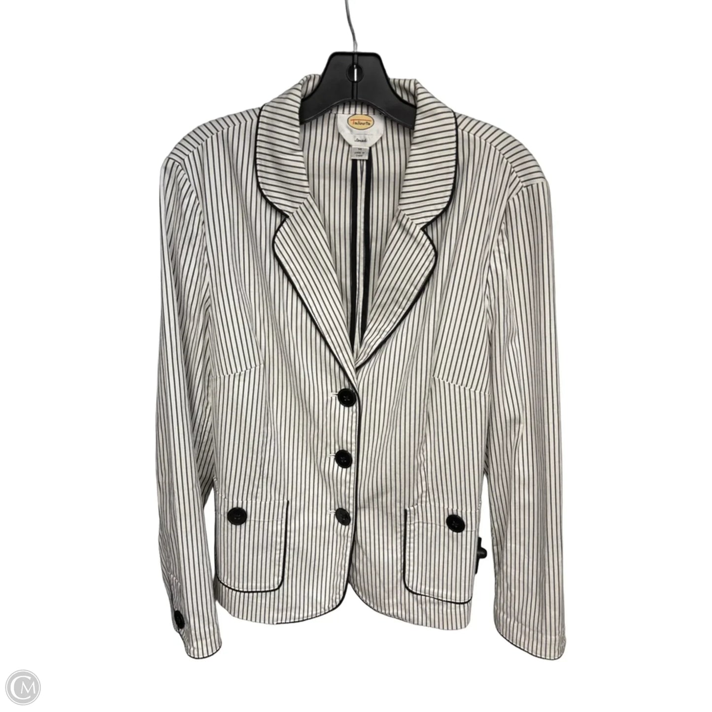 Blazer By Talbots In Black & Cream, Size: 14