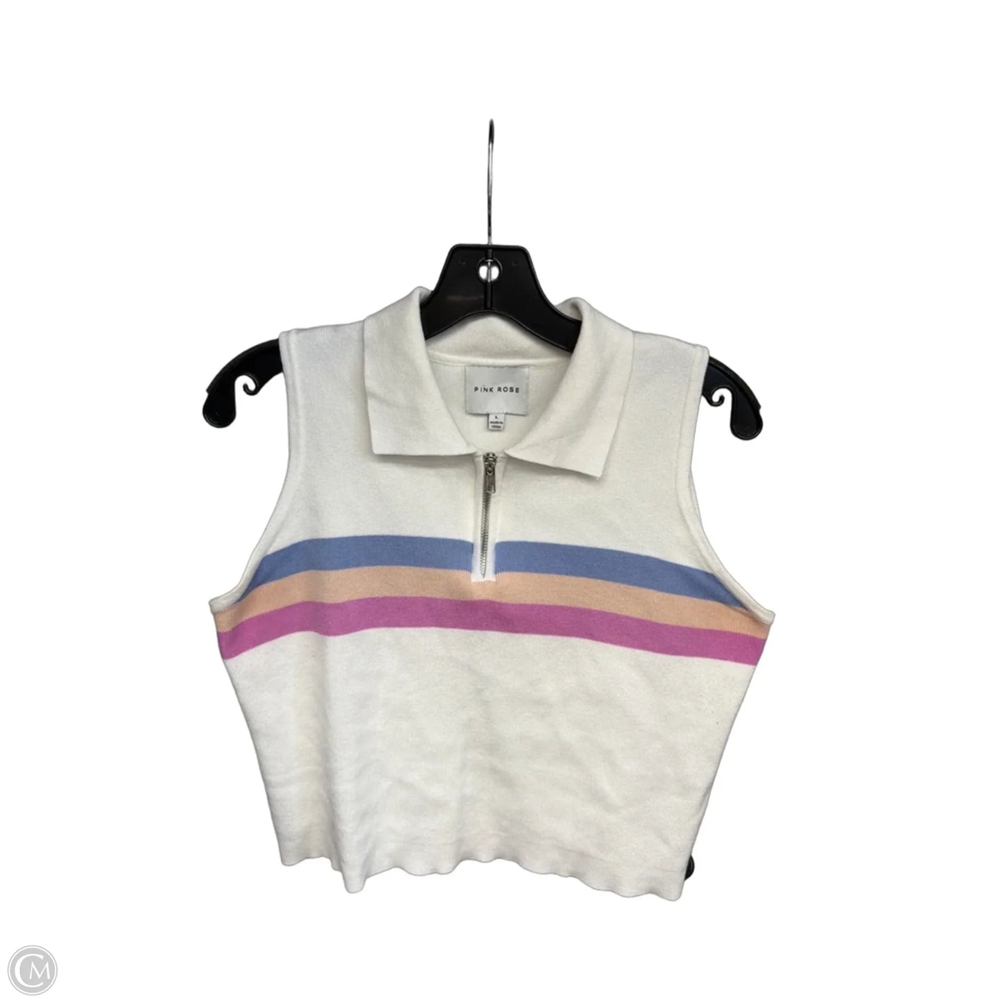 Top Sleeveless By Pink Rose In Cream, Size: L