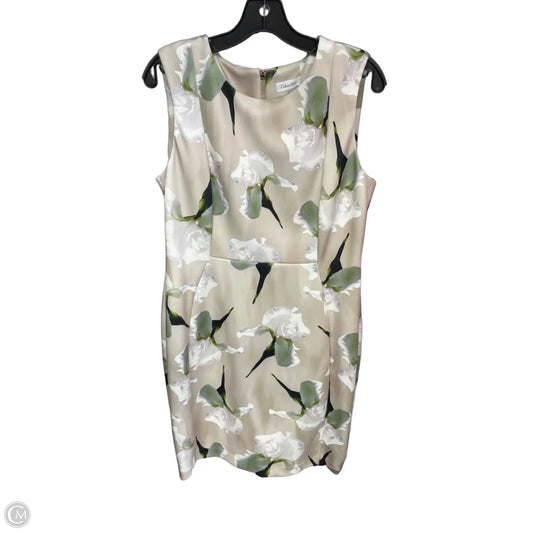 Dress Party Midi By Calvin Klein In Cream & Green, Size: 14