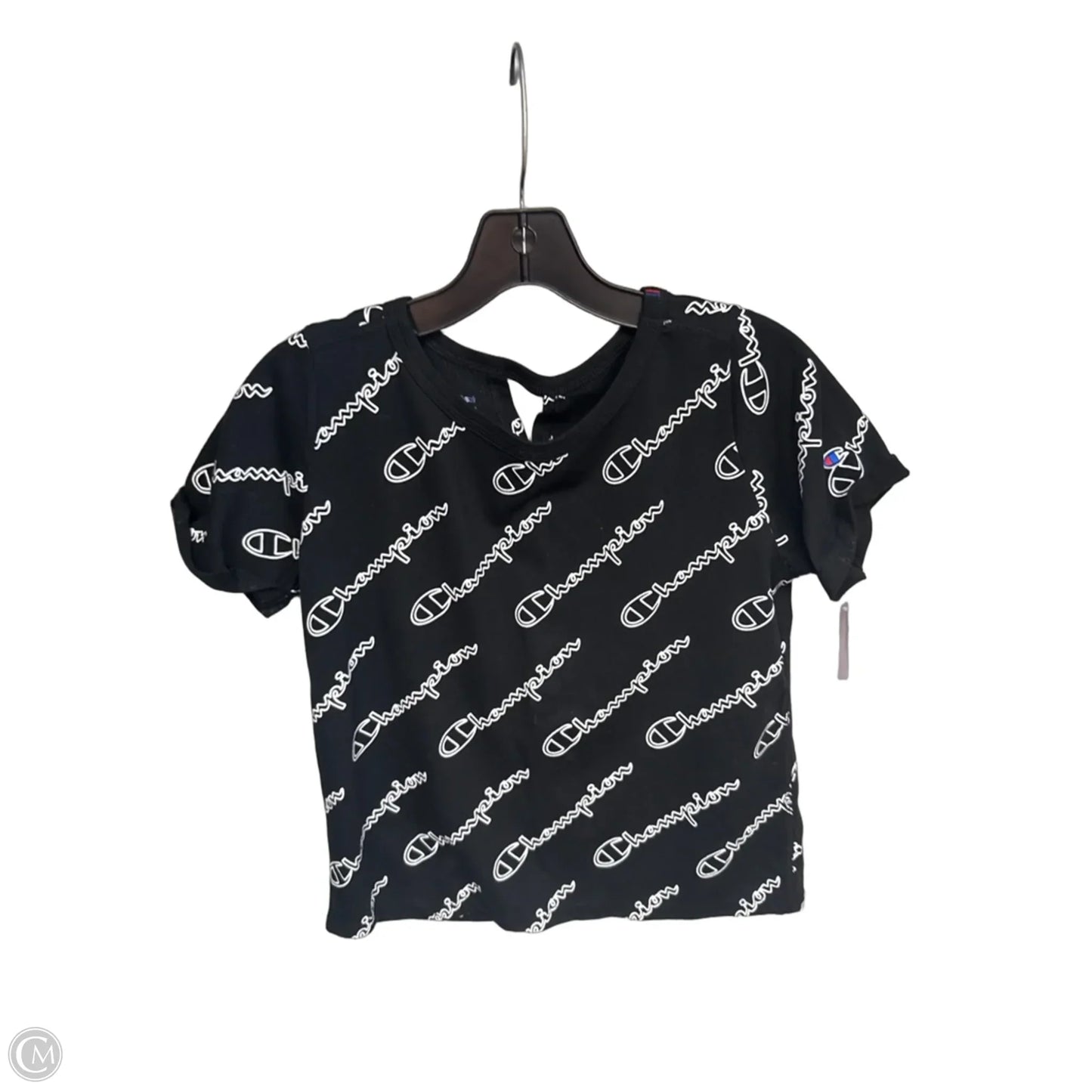 Athletic Top Short Sleeve By Champion In Black, Size: Xs
