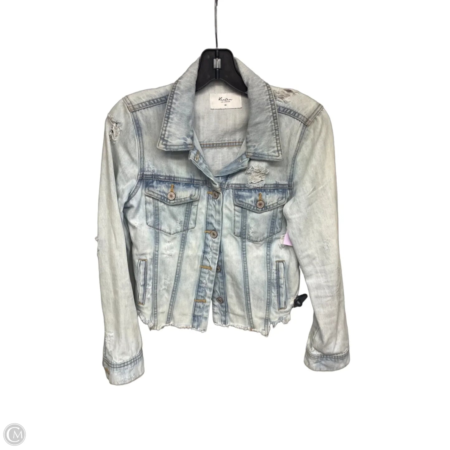 Jacket Denim By Kancan In Blue Denim, Size: Xs