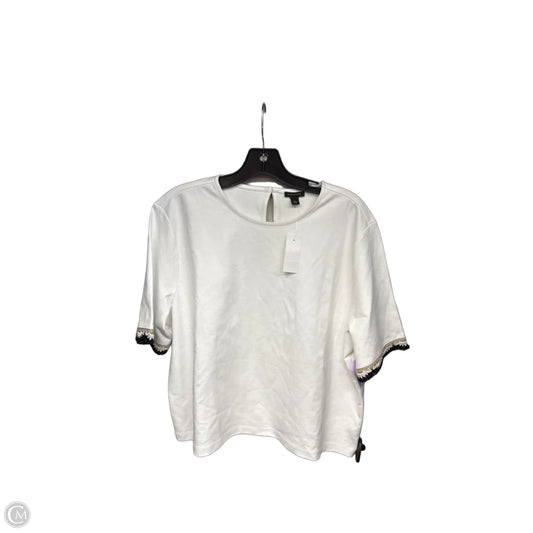Top Short Sleeve By Ann Taylor In White, Size: L