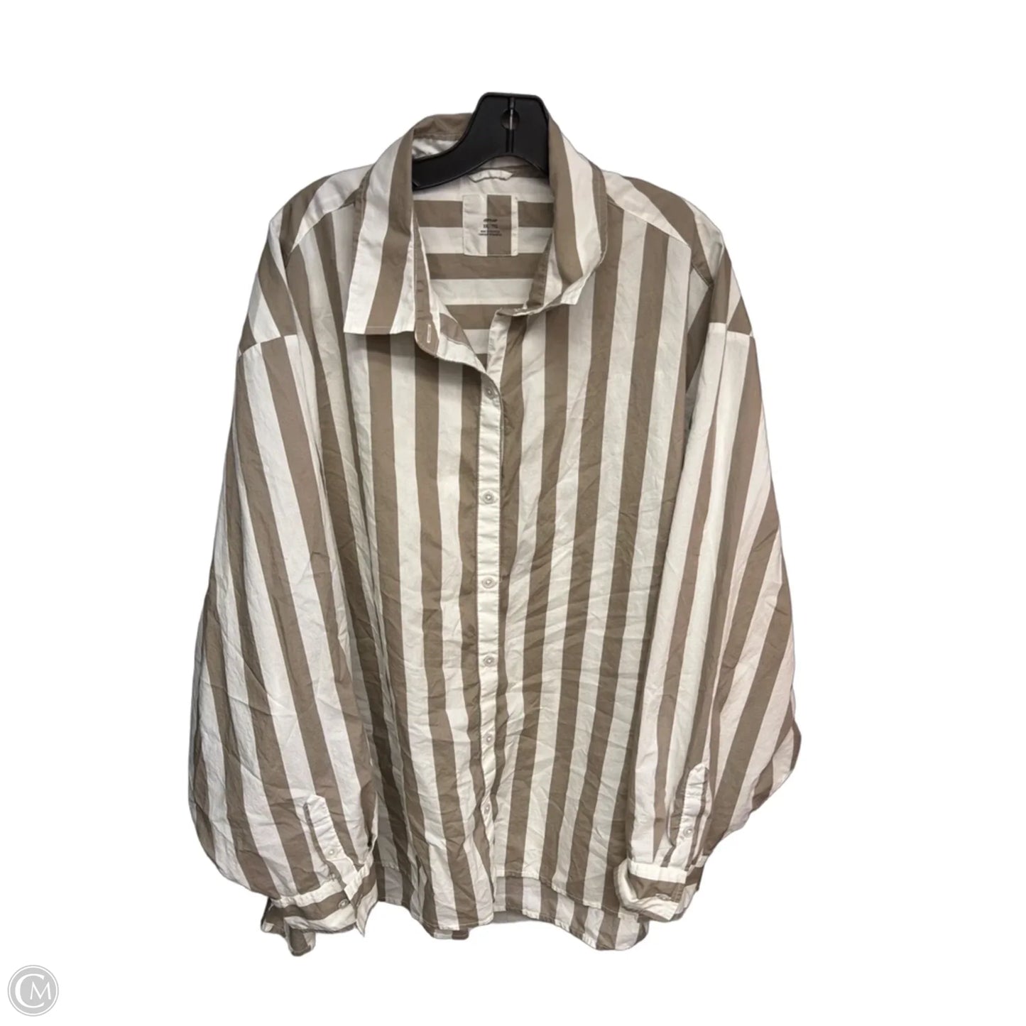 Top Long Sleeve By Aerie In Brown & Cream, Size: Xxl
