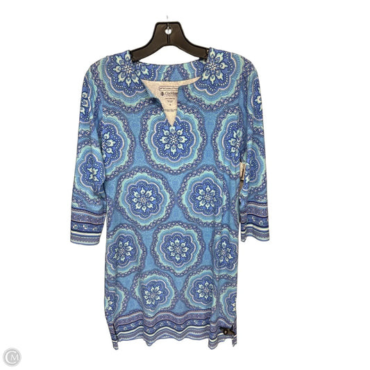 Dress Casual Midi By Coolibar In Blue & White, Size: S