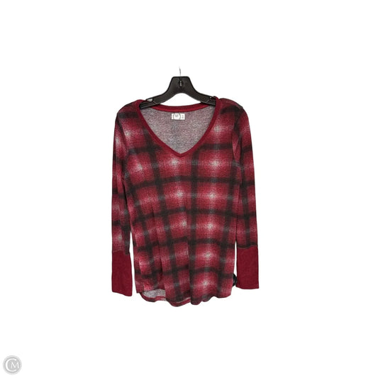 Top Long Sleeve By Maurices In Plaid Pattern, Size: M