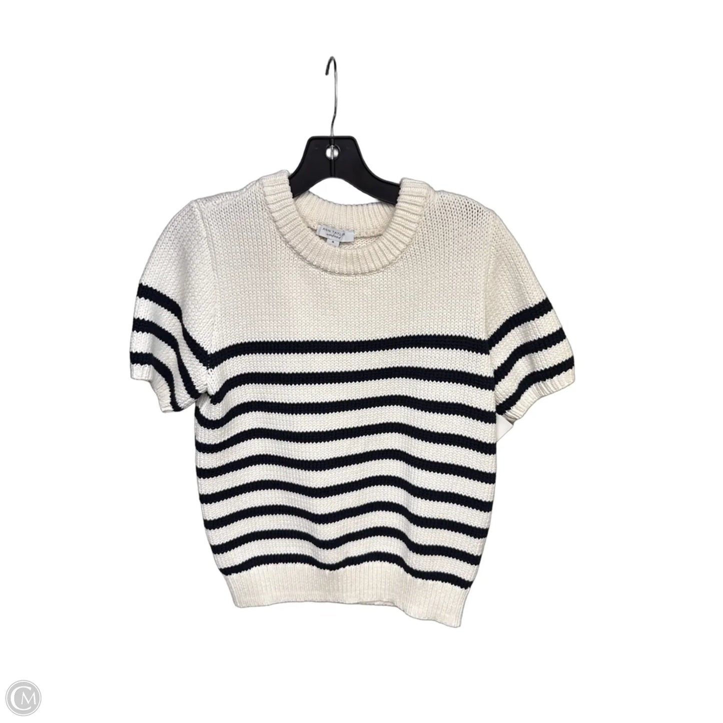 Sweater Short Sleeve By Ann Taylor In Striped Pattern, Size: M