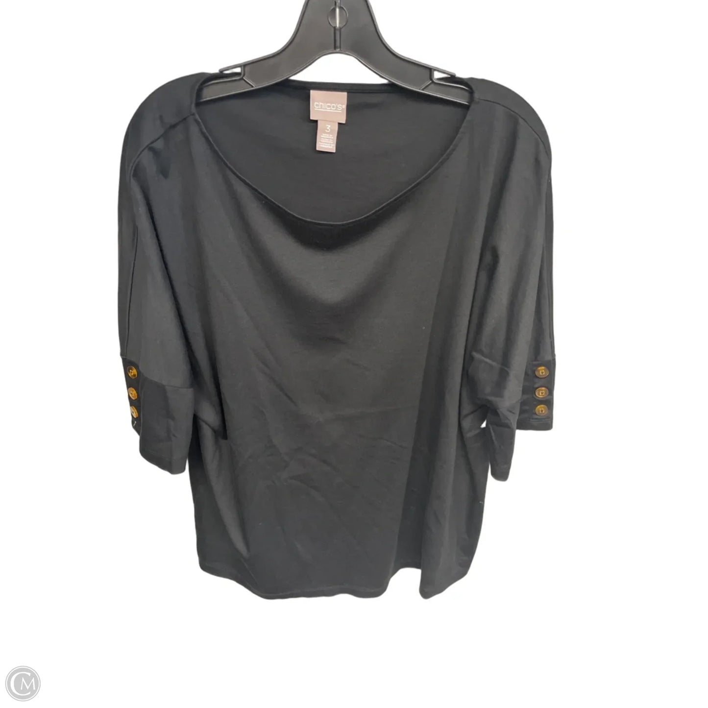 Top 3/4 Sleeve By Chicos In Black, Size: Xl