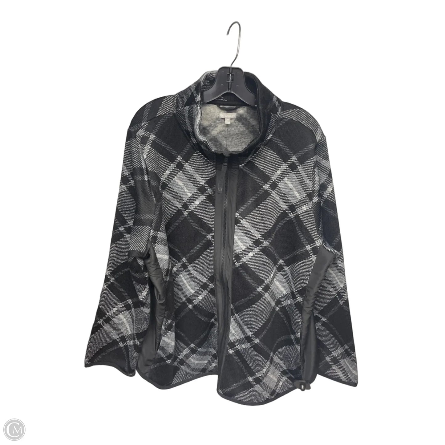 Jacket Fleece By Talbots In Black & Grey, Size: 2x