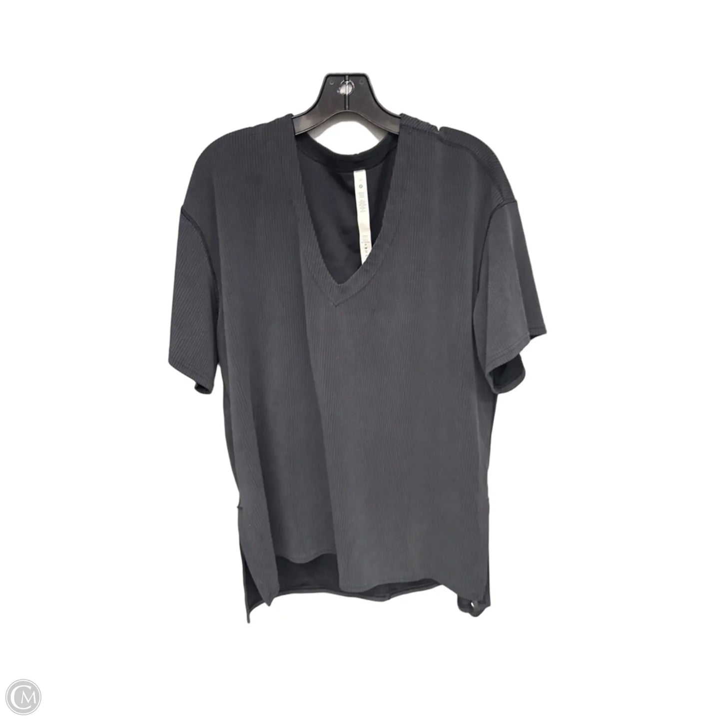 Athletic Top Short Sleeve By Lululemon In Grey, Size: 12