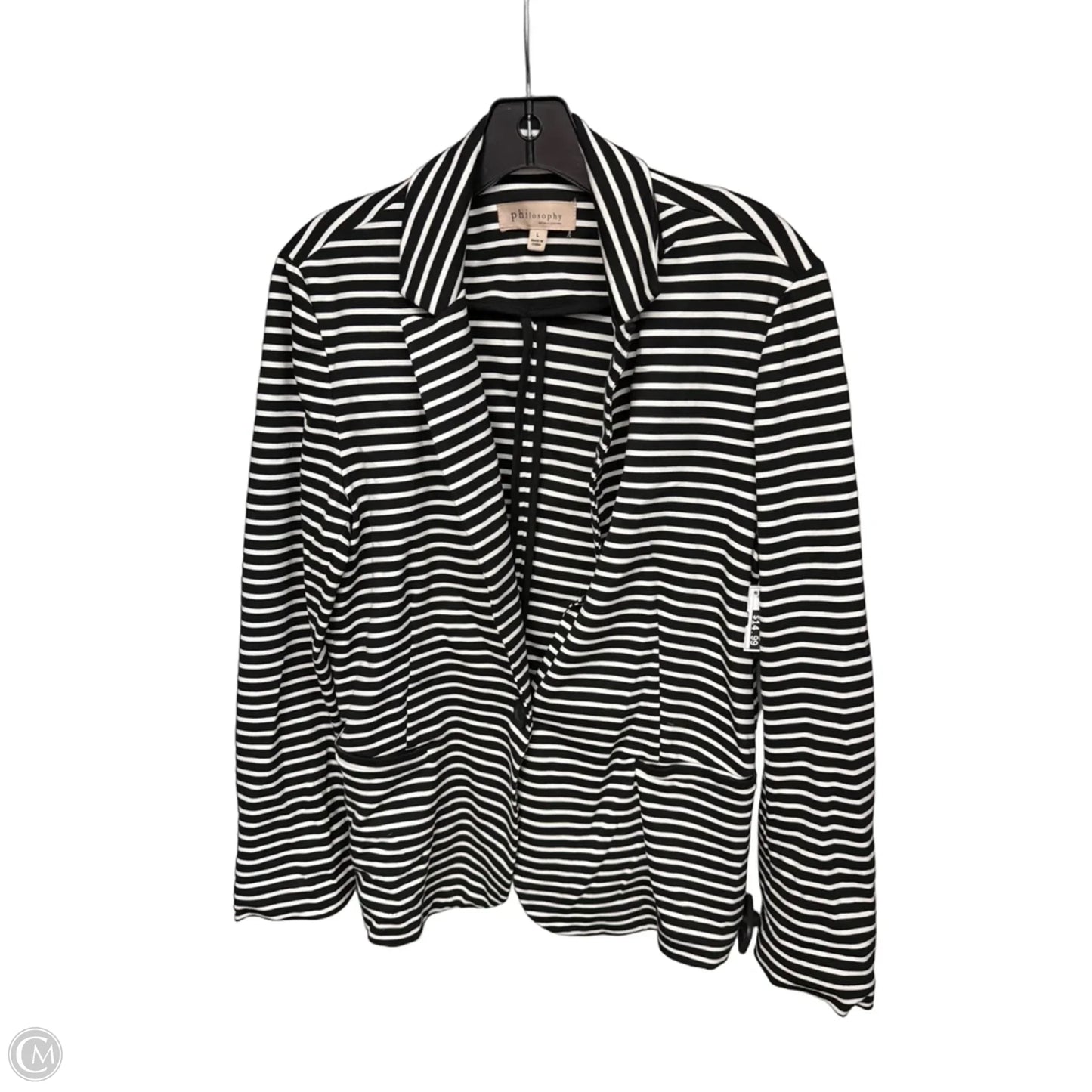 Blazer By Philosophy In Striped Pattern, Size: L