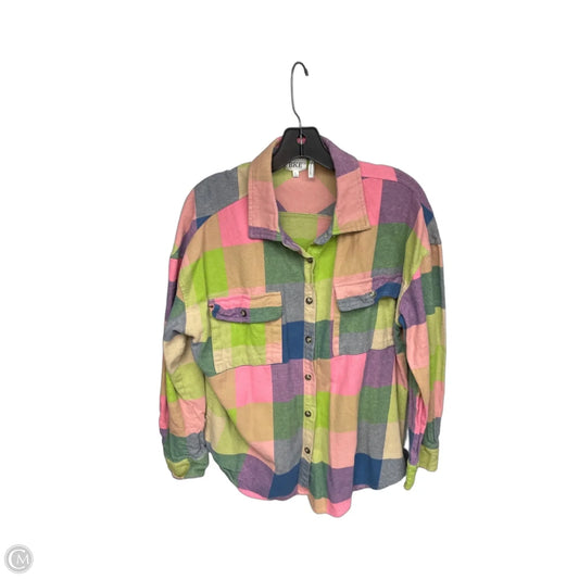 Top Long Sleeve By Bke In Plaid Pattern, Size: L