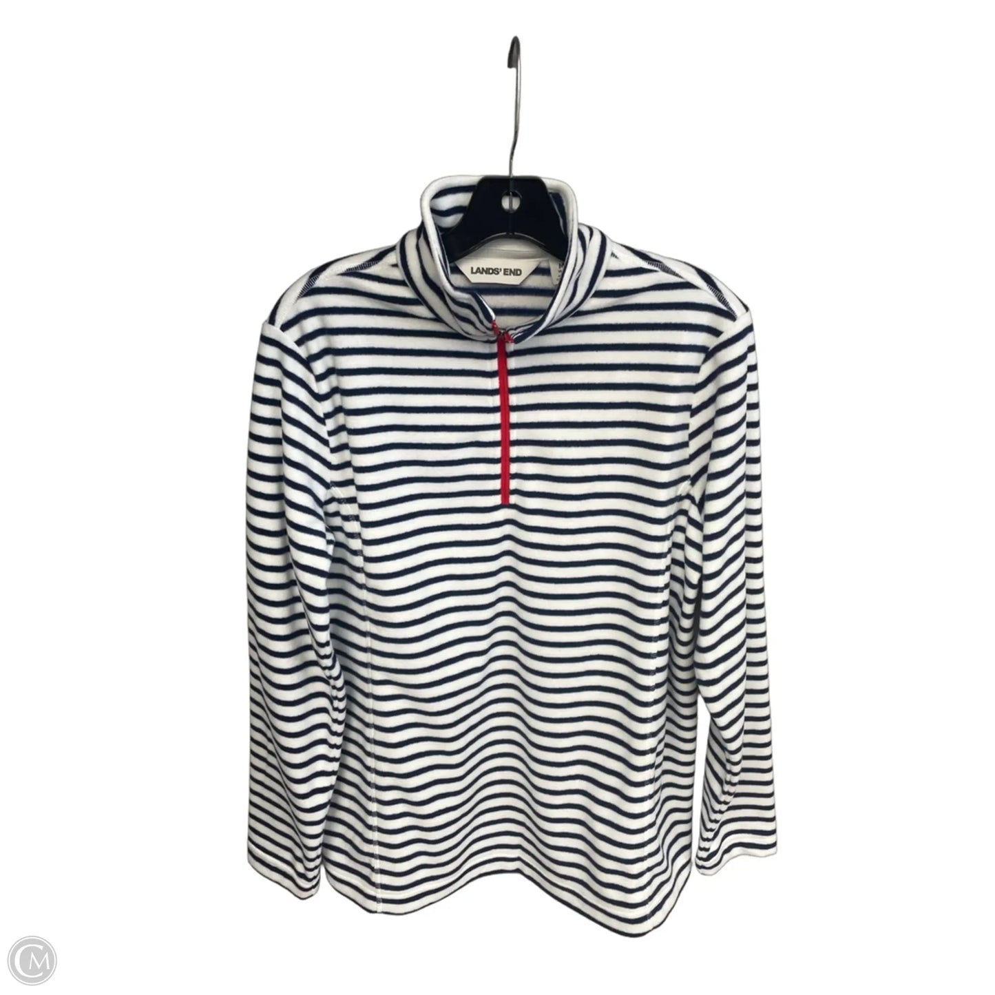 Jacket Fleece By Lands End In Striped Pattern, Size: M