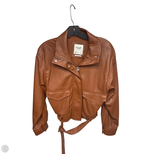 Jacket Moto By Abercrombie And Fitch In Brown, Size: S