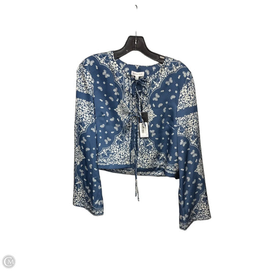 Blouse Long Sleeve By Gianni Bini In Blue & White, Size: M