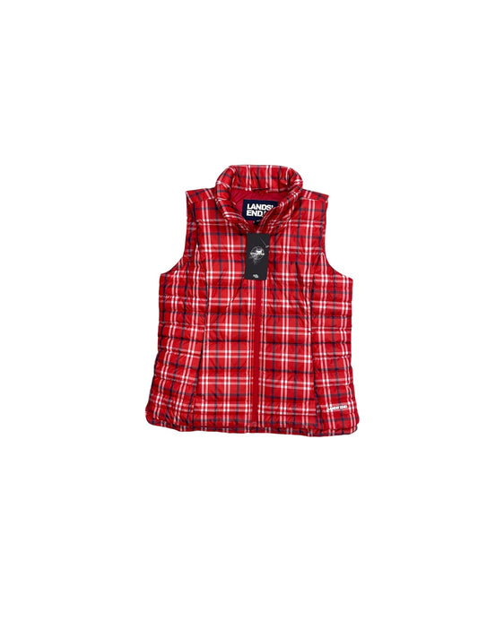 Vest Puffer & Quilted By Lands End In Plaid Pattern, Size: Xs