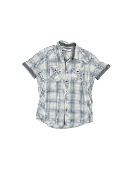 Top Short Sleeve By Bke In Plaid Pattern, Size: M