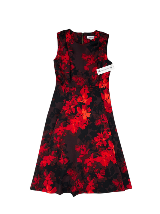 Dress Party Long By Calvin Klein In Black & Red, Size: 8