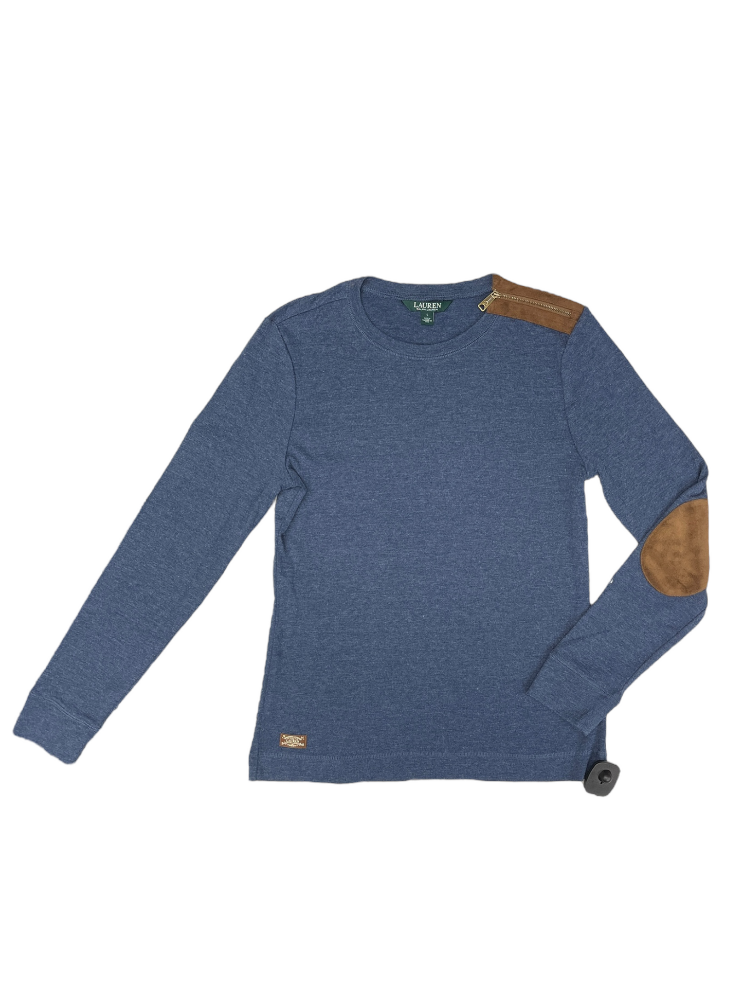 Top Long Sleeve By Lauren By Ralph Lauren In Blue & Brown, Size: L