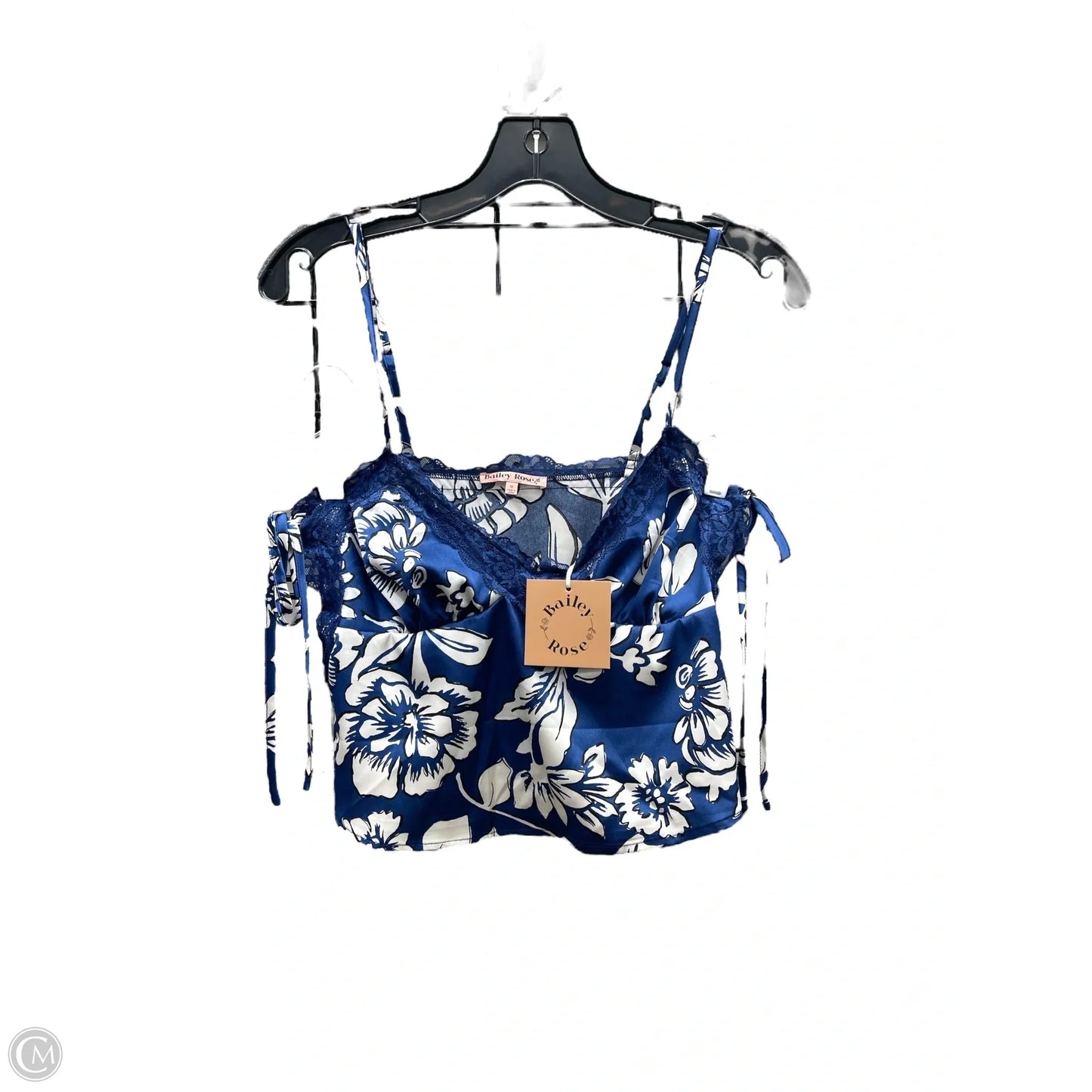 Top Sleeveless By Bailey Rose In Blue & White, Size: M