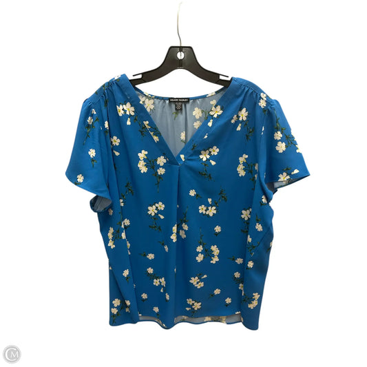 Top Short Sleeve By Hilary Radley In Blue & White, Size: Xxl