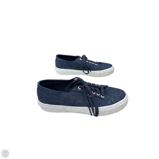 Shoes Sneakers By Superga In Blue Denim, Size: 8