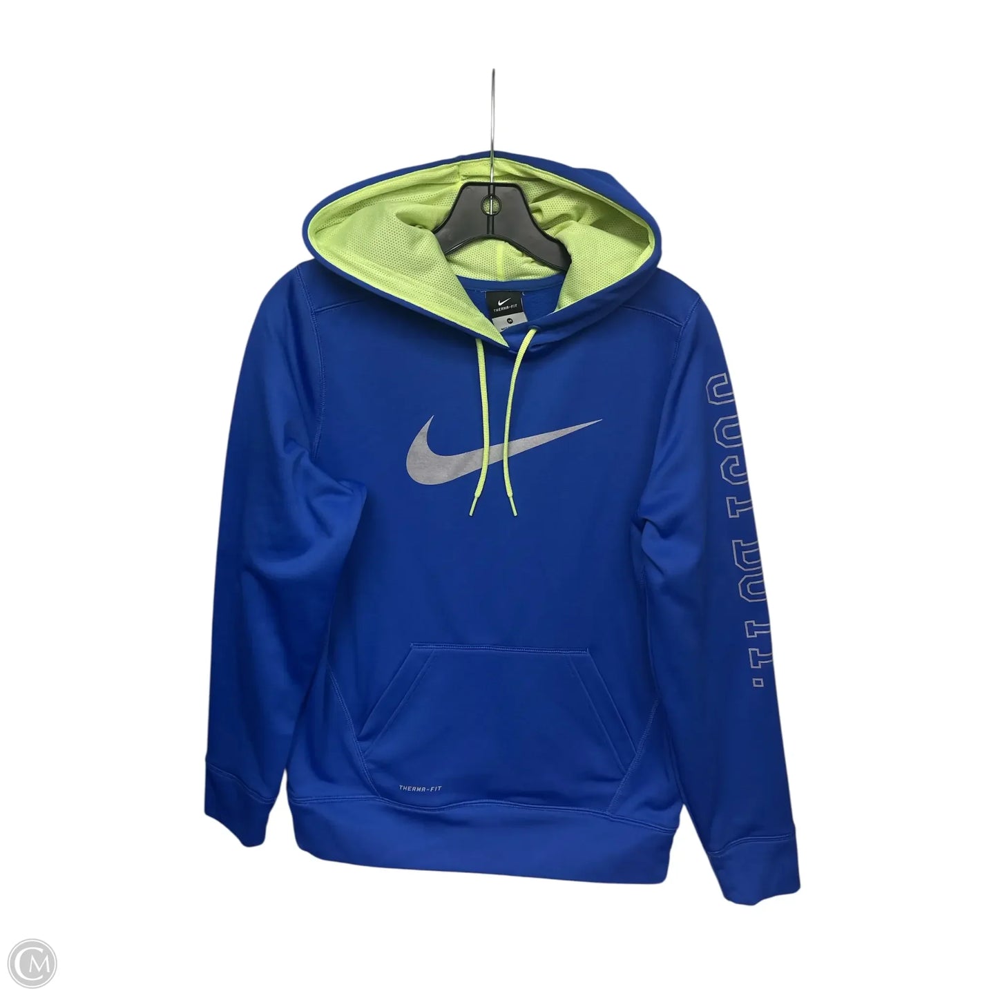 Athletic Sweatshirt Hoodie By Nike In Blue & Yellow, Size: M