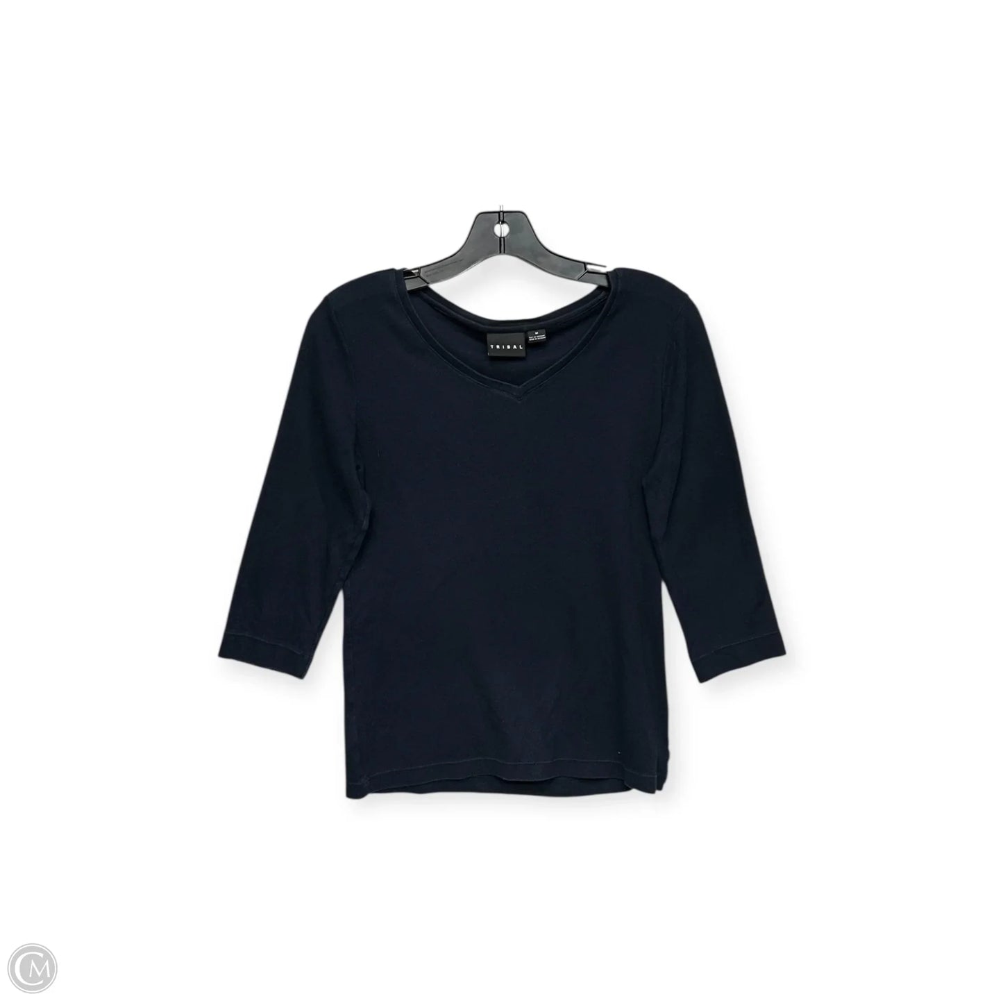 Top 3/4 Sleeve By Tribal In Navy, Size: M