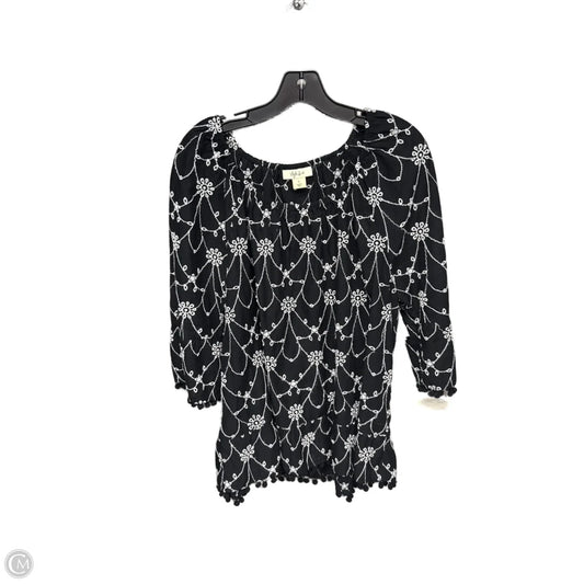 Top 3/4 Sleeve By Style And Company In Black & White, Size: L