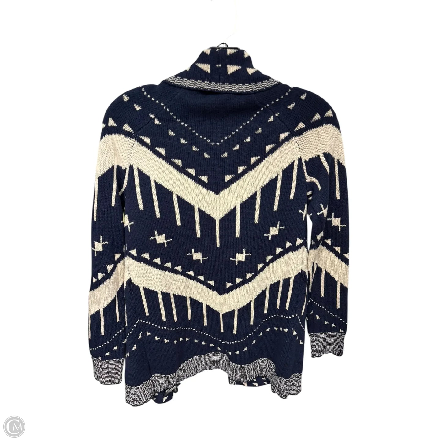 Sweater Cardigan By Olive And Oak In Blue & Cream, Size: S
