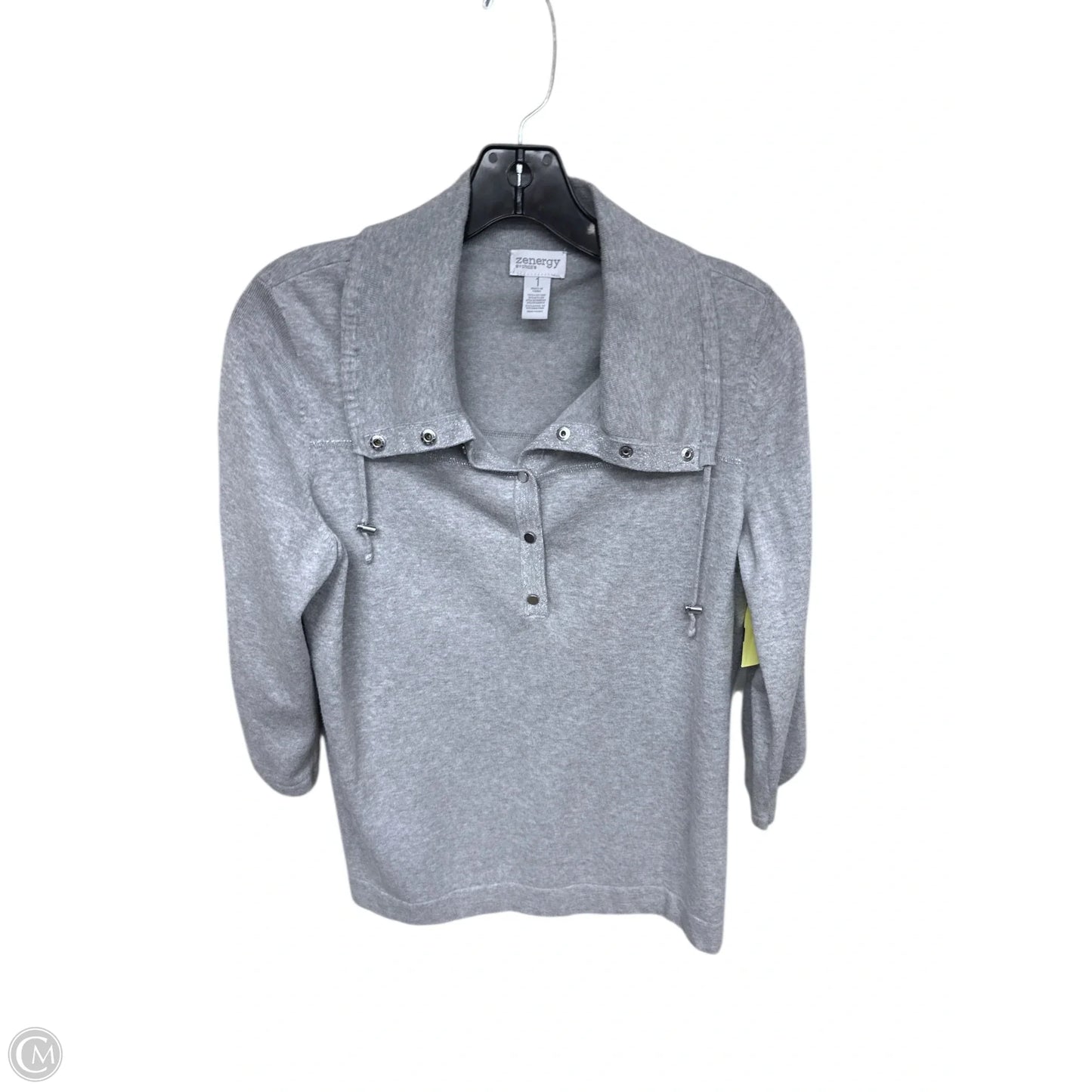 Top 3/4 Sleeve By Chicos In Grey, Size: M