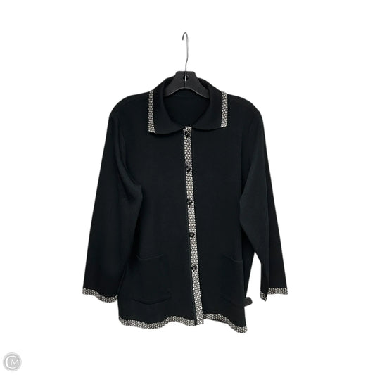 Sweater Cardigan By Cmf In Black & Gold, Size: 3x