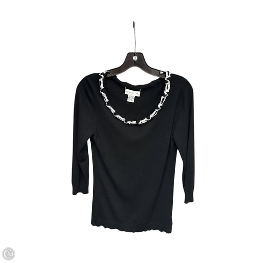 Top 3/4 Sleeve By Doncaster In Black & White, Size: M