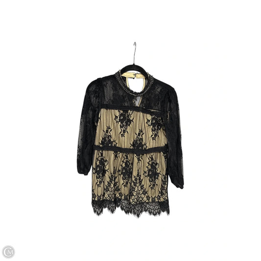 Blouse Long Sleeve By Andree By Unit In Black & Tan, Size: S