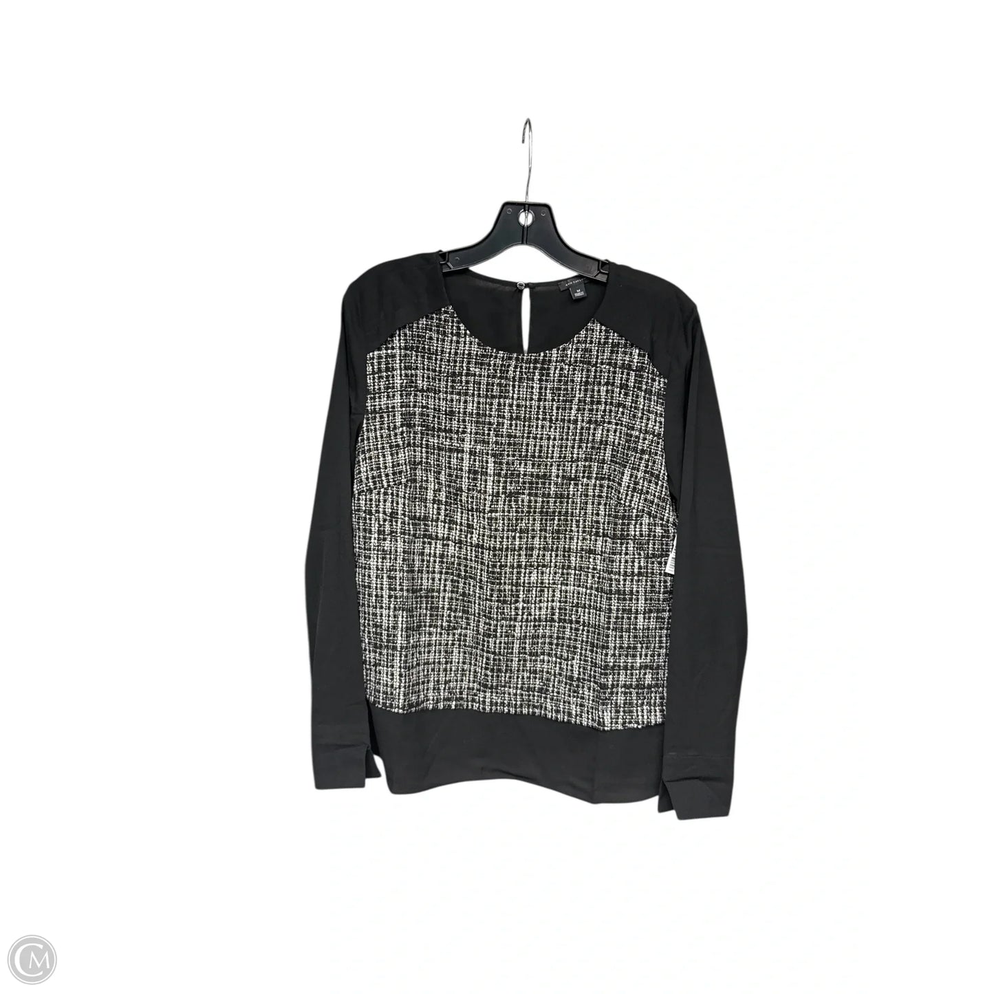 Blouse Long Sleeve By Ann Taylor In Black & White, Size: M