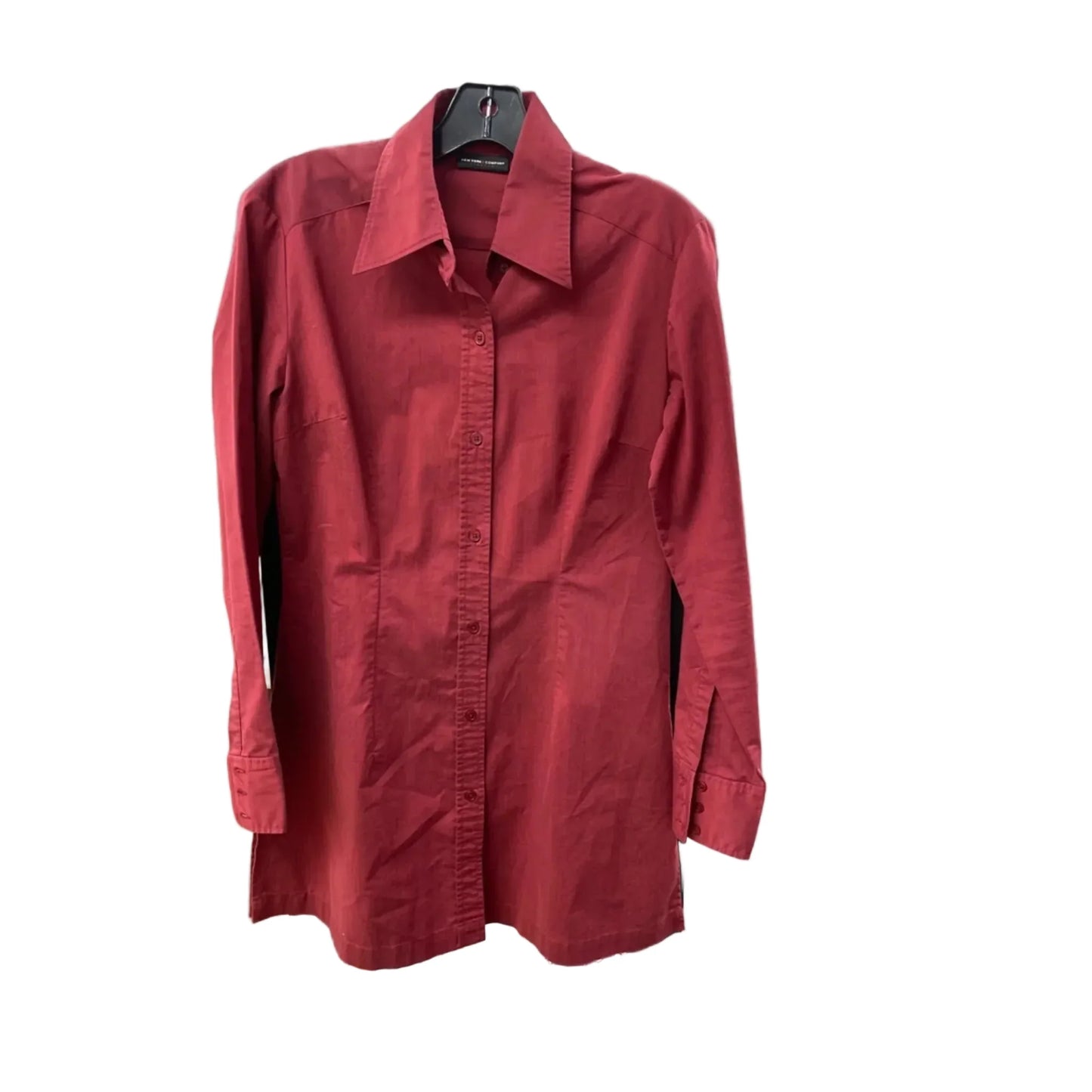 Tunic Long Sleeve By New York And Co In Maroon, Size: M
