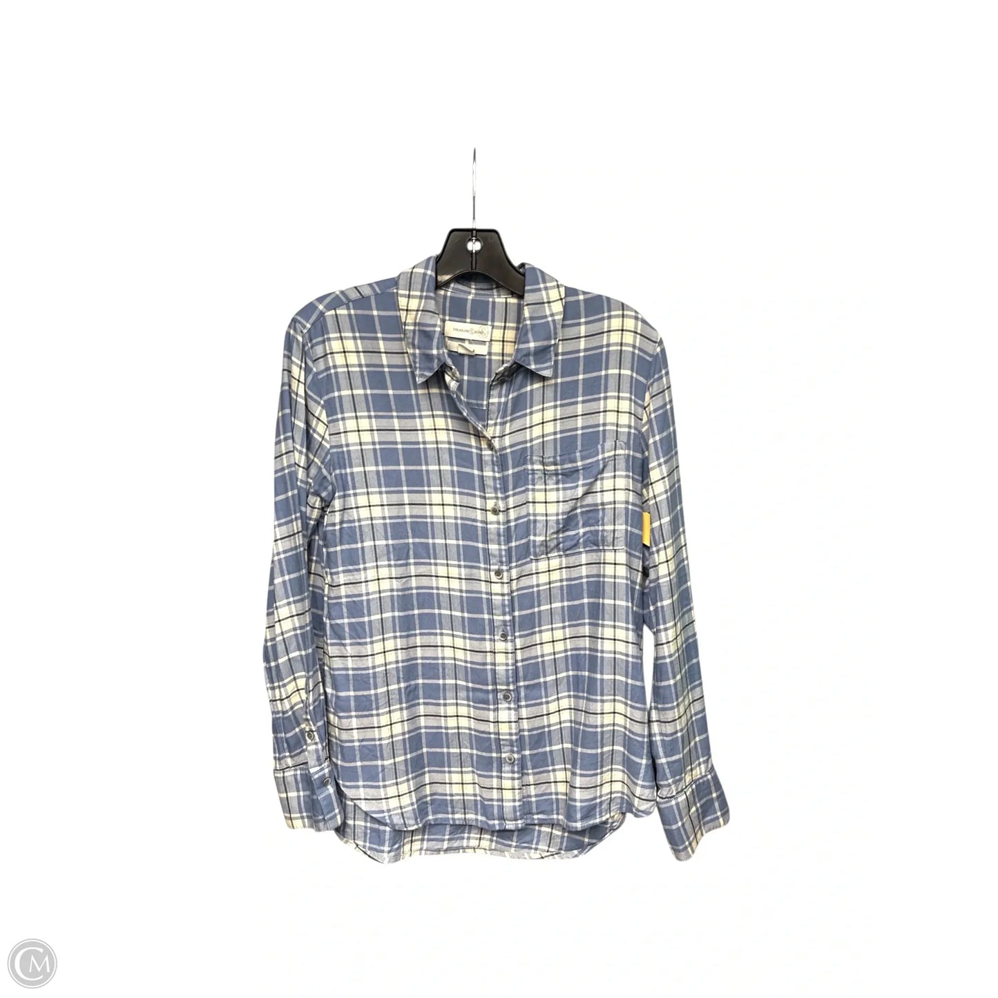 Top Long Sleeve By Treasure And Bond In Plaid Pattern, Size: Xs