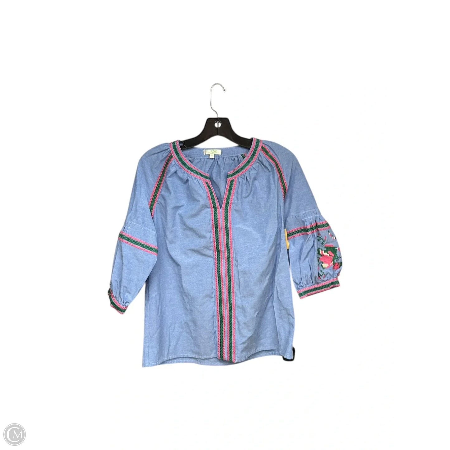 Top 3/4 Sleeve By Jade In Blue & Pink, Size: Xs