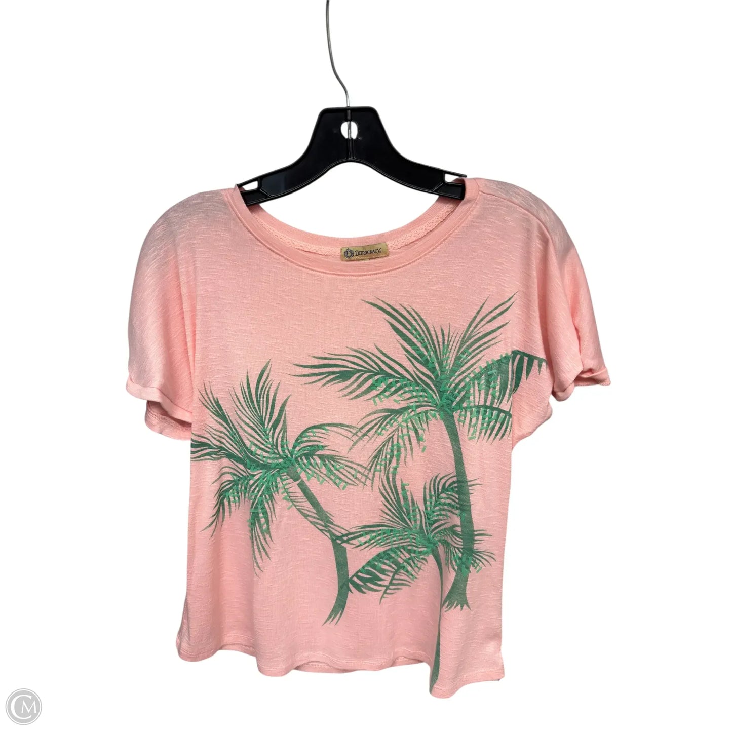 Top Short Sleeve By Democracy In Green & Pink, Size: Xs