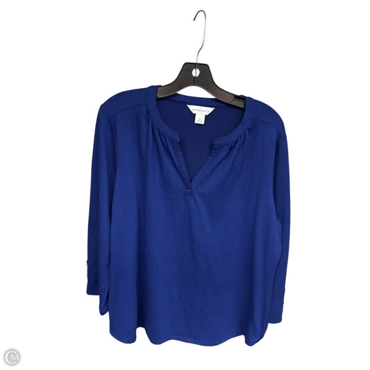 Top Long Sleeve By Liz Claiborne In Blue, Size: Xl
