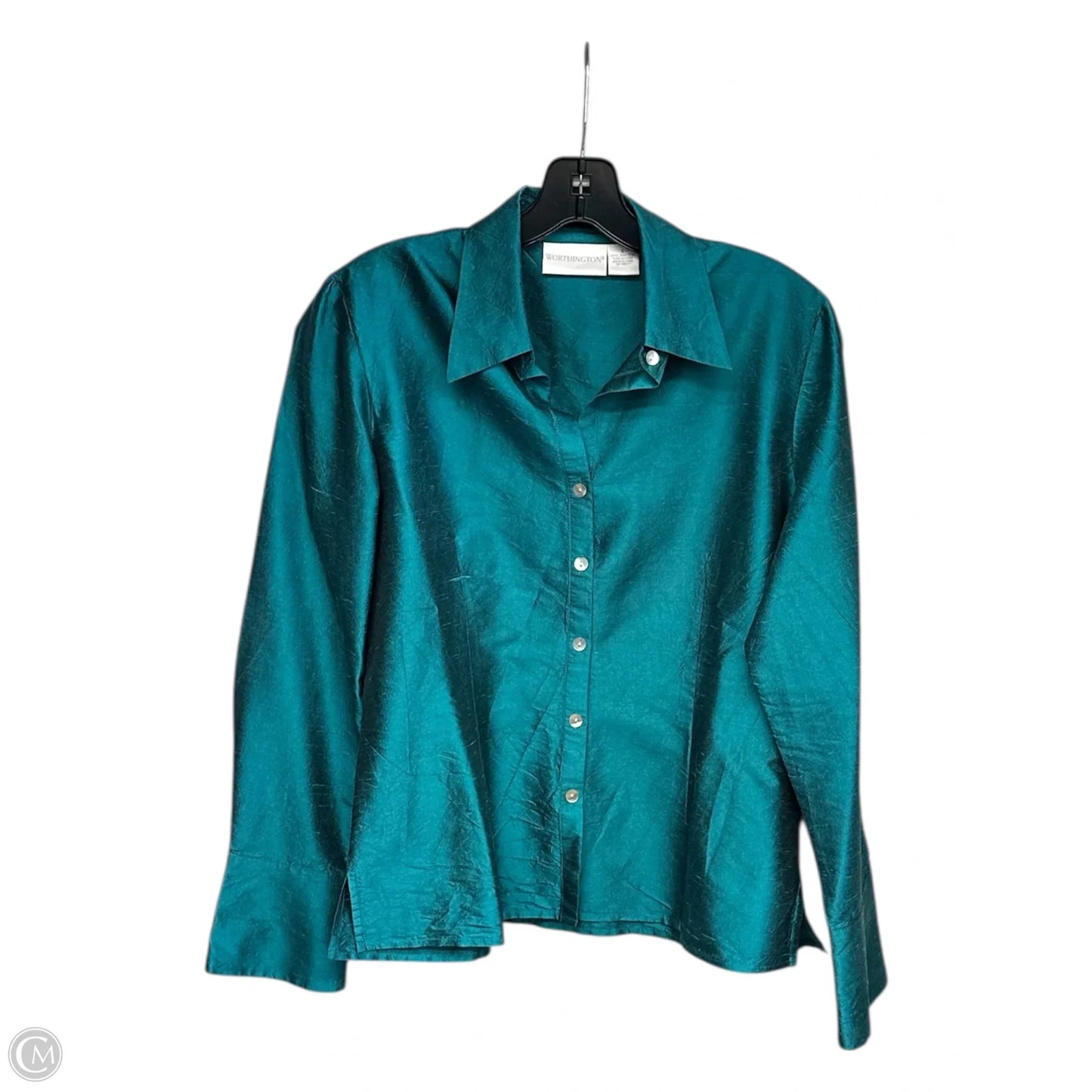 Blouse Long Sleeve By Worthington In Teal, Size: 6