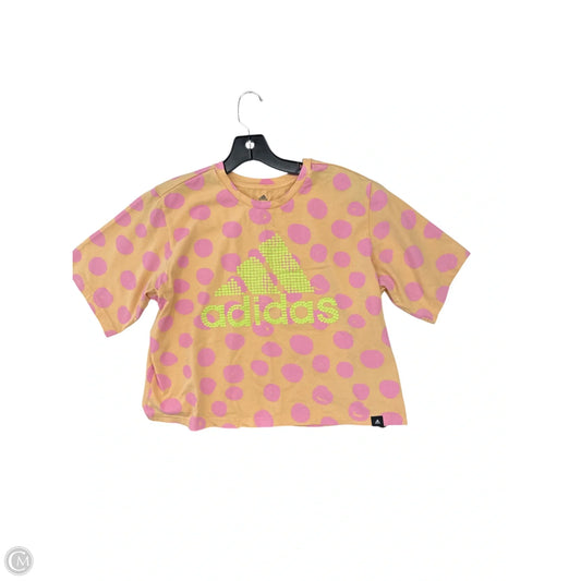 Athletic Top Short Sleeve By Adidas In Pink & Yellow, Size: M